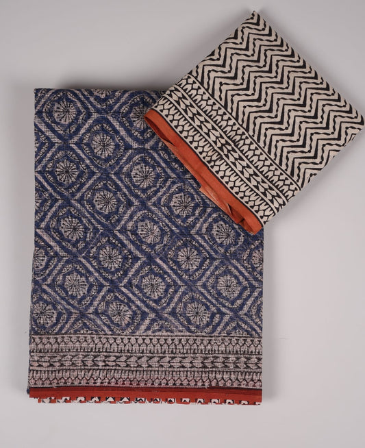 VANSHPATI AJRAKH PRINTED KOTA DORIYA SAREE WITH MULMUL BLOUSE (KDS2)