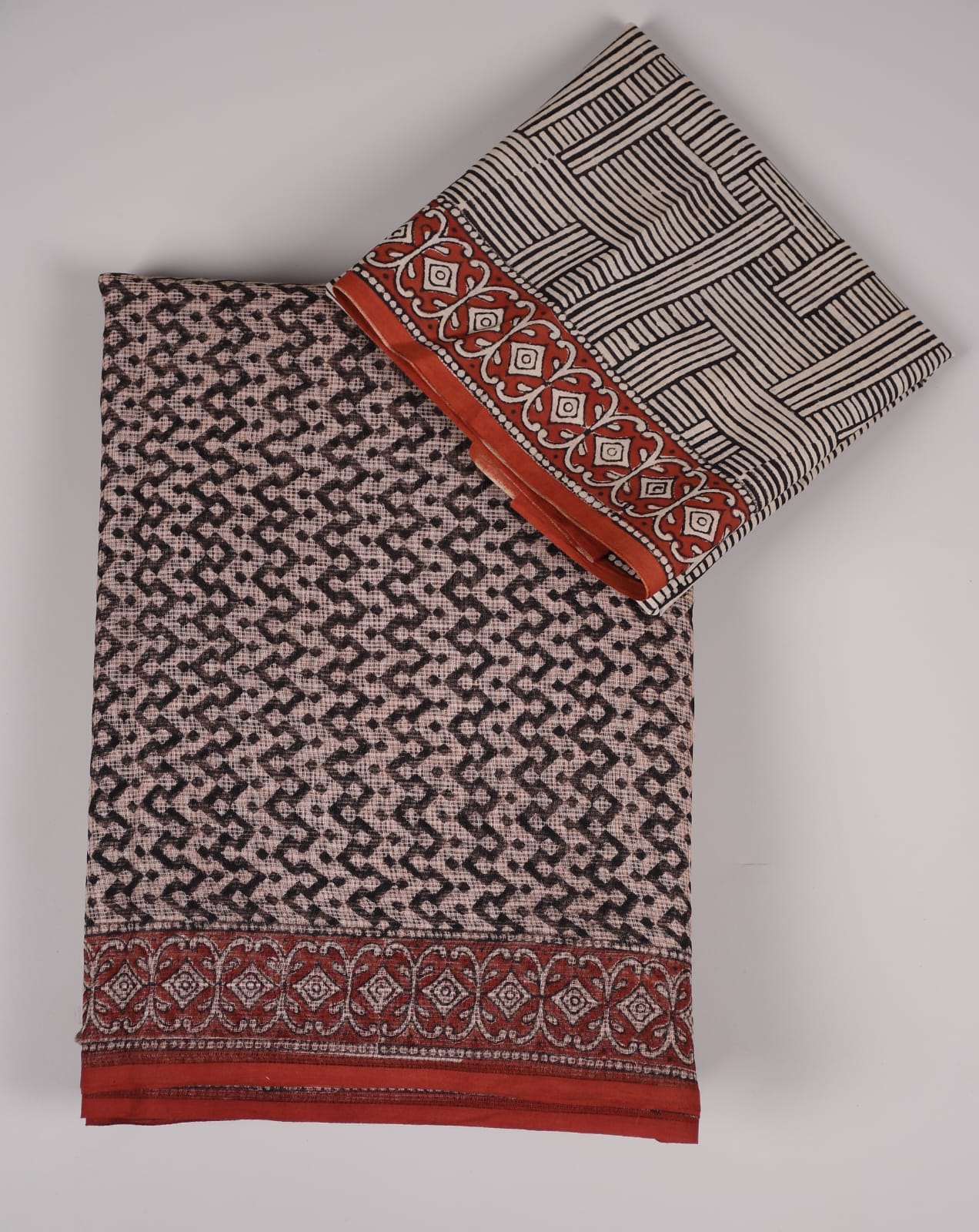 HAND BLOCK PRINTED KOTA DORIYA SAREE WITH MULMUL BLOUSE (KDS6)
