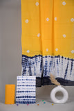 HAND SHIBORI PRINTED COTTON 3-PIS SUIT WITH MULMUL DUPPATA (CMS4)