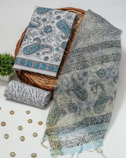 PRIMIUM JAIPURI COTTON SUIT WITH ORGANZA SILK DUPPATA (COS6)