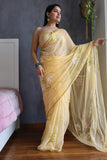 Hand Brush Painted Chiffon Saree with Blouse ( CIA9)