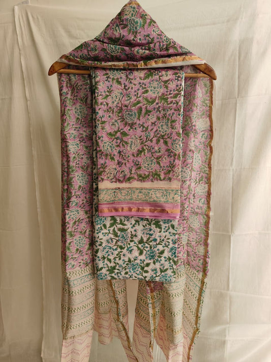 Jaipuri Block Printed Chanderi Silk Suits (CIN6)