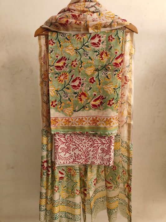 Jaipuri Block Printed Chanderi Silk Suits (CIN7)
