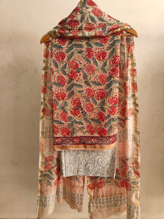 Jaipuri Block Printed Chanderi Silk Suits (CIN8)