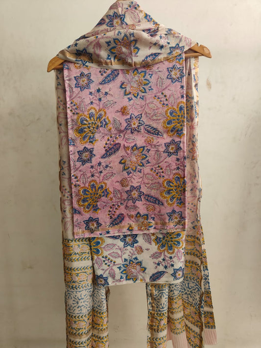 Jaipuri Block Printed Chanderi Silk Suits (CIN12)