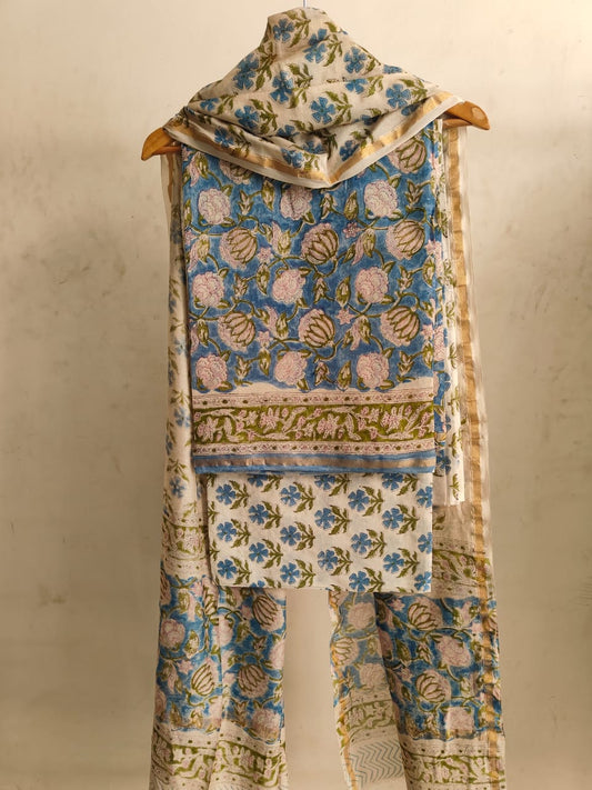 Jaipuri Block Printed Chanderi Silk Suits (CIN14)