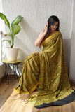 HAND BLOCK PRINTED AJARKH MODAL SILK SAREE (CIG15)