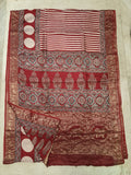 AJRAKH PRINTED PURE DOLA SILK SAREE WITH BLOUSE (MS1)