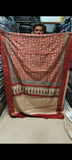 AJRAKH PRINTED PURE DOLA SILK SAREE WITH BLOUSE (MS10)