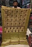 AJRAKH PRINTED PURE DOLA SILK SAREE WITH BLOUSE (MS12)