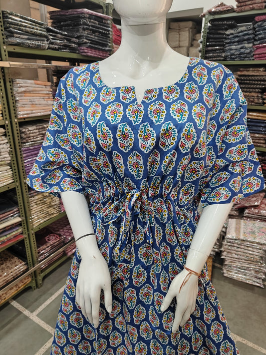 Pure Hand Block Bagru Printed Kaftan (CIO8)