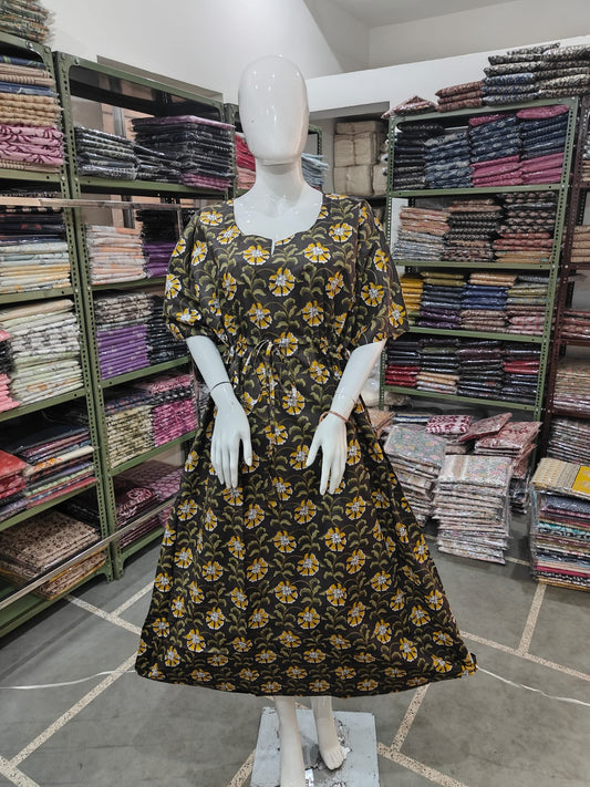 Pure Hand Block Bagru Printed Kaftan (CIO7)