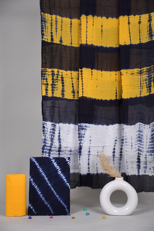 HAND BLOCK PRINTED COTTON 3-PIS SUIT WITH MULMUL DUPPATA (CMS15)