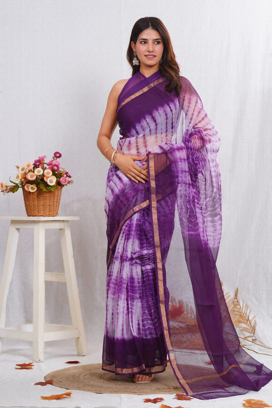 Jaipuri Block Printed Cotton Kota Doriya Saree (CIS20)