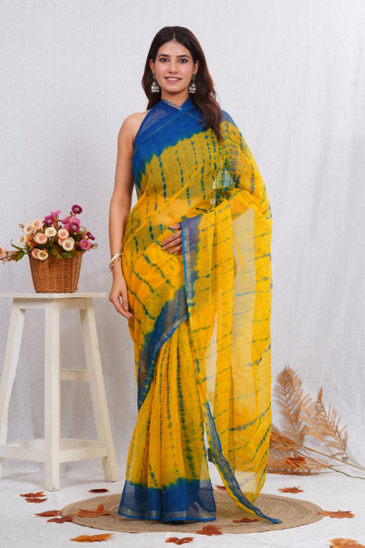 Jaipuri Block Printed Cotton Kota Doriya Saree (CIS18)
