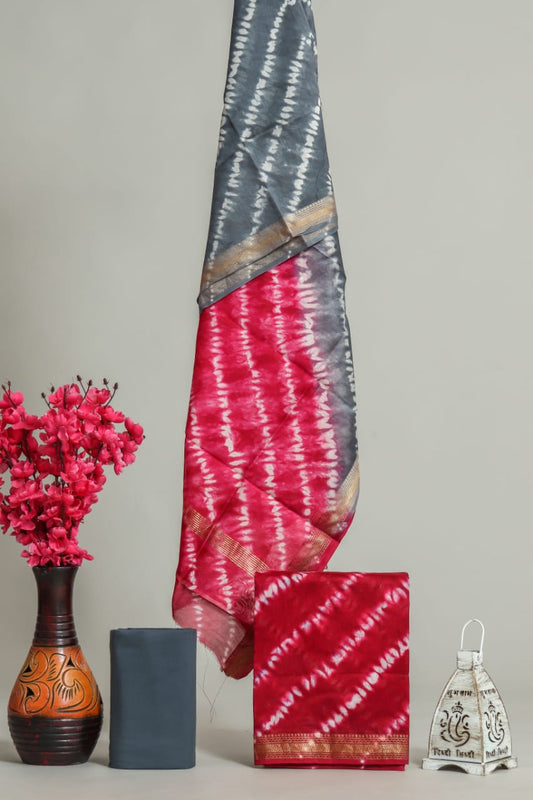 JAIPURI HAND BLOCK PRINTED MAHESHWARI SILK SUIT WITH SILK DUPPATA (MSD21)