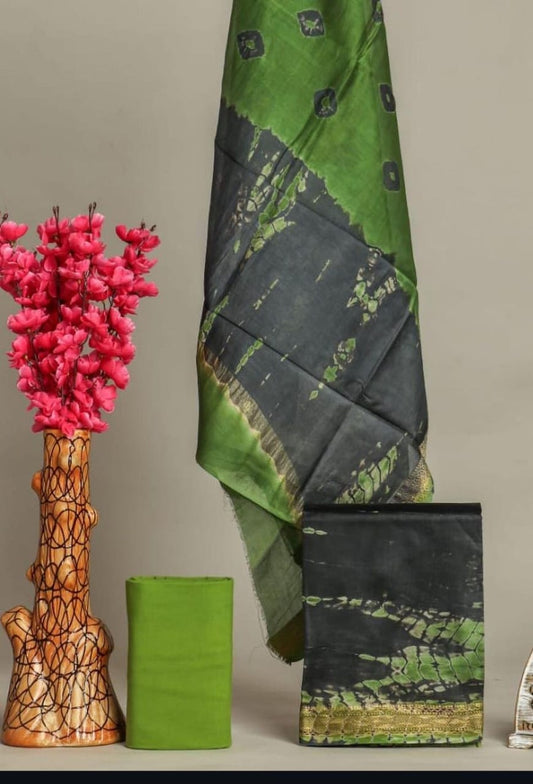 JAIPURI HAND BLOCK PRINTED MAHESHWARI SILK SUIT WITH SILK DUPPATA (MSD24)