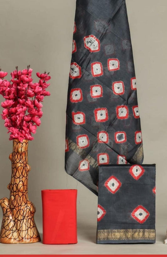 JAIPURI HAND BLOCK PRINTED MAHESHWARI SILK SUIT WITH SILK DUPPATA (MSD27)