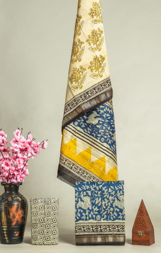 JAIPURI HAND BLOCK PRINTED MAHESHWARI SILK SUIT WITH SILK DUPPATA (MSD30)