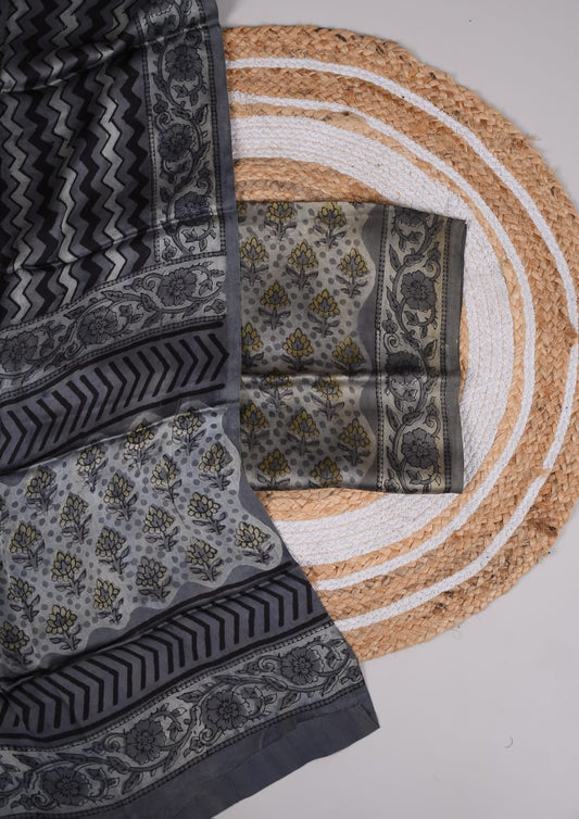 Vanaspati Ajrakh Hand Block Printed Suits Modal Silk Fabric (CIT1)