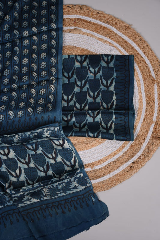 Vanaspati Ajrakh Hand Block Printed Suits Modal Silk Fabric (CIT4)