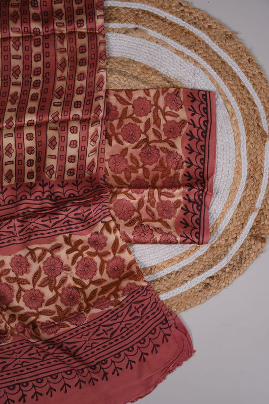 Vanaspati Ajrakh Hand Block Printed Suits Modal Silk Fabric (CIT6)