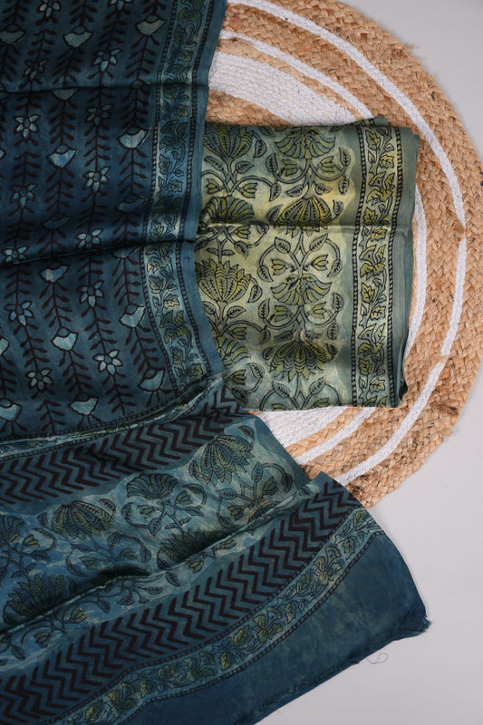 Vanaspati Ajrakh Hand Block Printed Suits Modal Silk Fabric (CIT9)