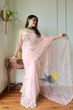 Hand Brush Painted Chiffon Saree with Blouse ( CIA20)