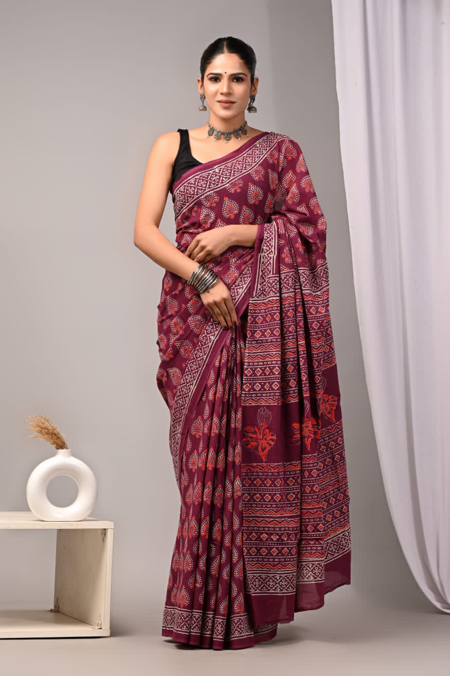 Jaipur Cotton Mulmul Saree (CMS49)
