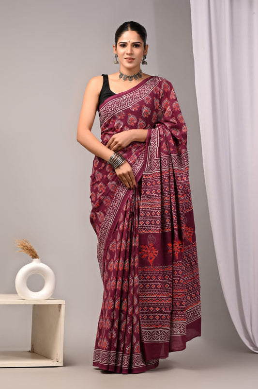 Jaipur Cotton Mulmul Saree (CMS49)