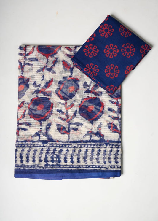 VANSHPATI AJRAKH PRINTED KOTA DORIYA SAREE WITH MULMUL BLOUSE (KDS1)