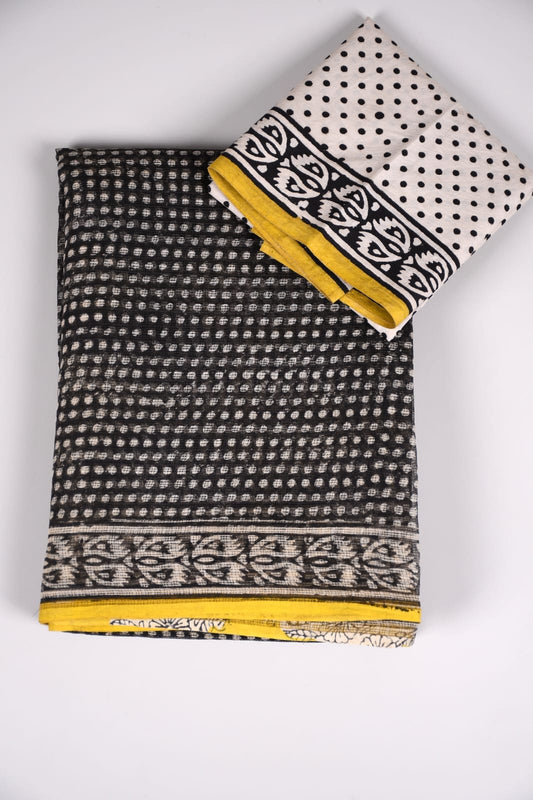 HAND BLOCK BAGRU PRINTED KOTA DORIYA SAREE WITH MULMUL BLOUSE (KDS29)
