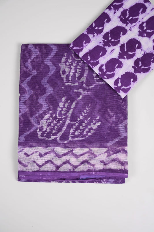 HAND BLOCK BAGRU PRINTED KOTA DORIYA SAREE WITH MULMUL BLOUSE (KDS32)