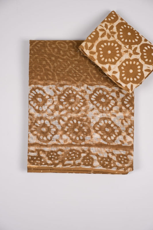 HAND BLOCK BAGRU PRINTED KOTA DORIYA SAREE WITH MULMUL BLOUSE (KDS35)