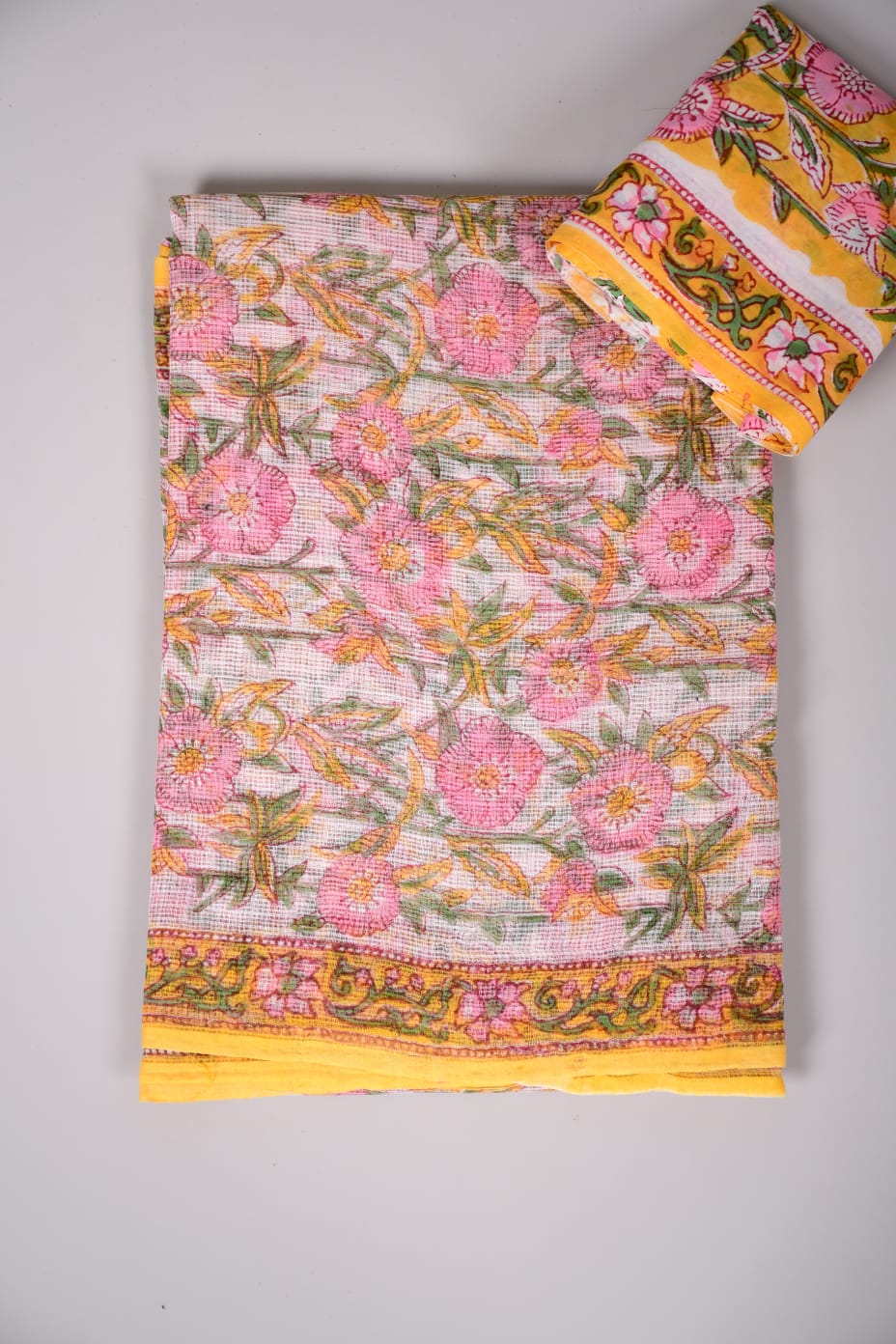 HAND BLOCK BAGRU PRINTED KOTA DORIYA SAREE WITH MULMUL BLOUSE (KDS36)
