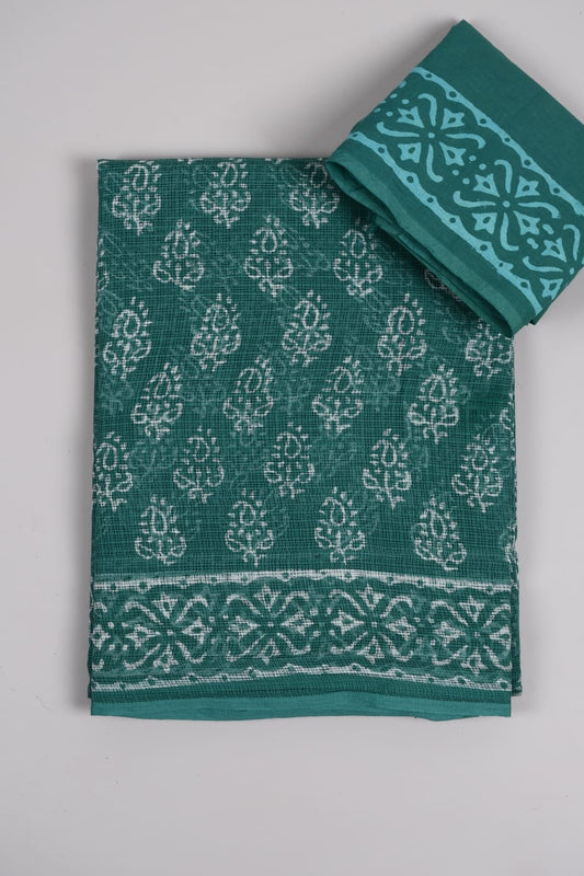 HAND BLOCK BAGRU PRINTED KOTA DORIYA SAREE WITH MULMUL BLOUSE (KDS40)