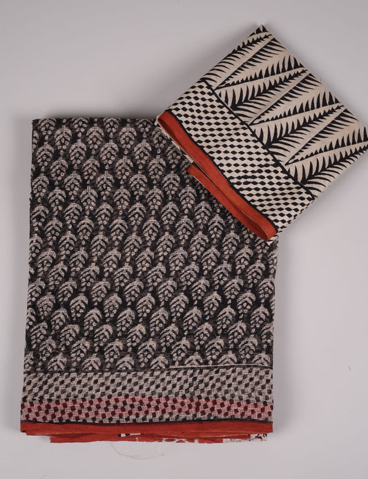 HAND BLOCK BAGRU PRINTED KOTA DORIYA SAREE WITH MULMUL BLOUSE (KDS41)