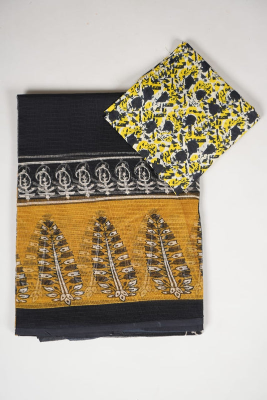 HAND BLOCK BAGRU PRINTED KOTA DORIYA SAREE WITH MULMUL BLOUSE (KDS44)