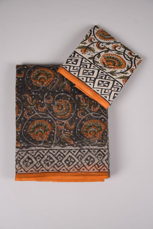 HAND BLOCK BAGRU PRINTED KOTA DORIYA SAREE WITH MULMUL BLOUSE (KDS45)