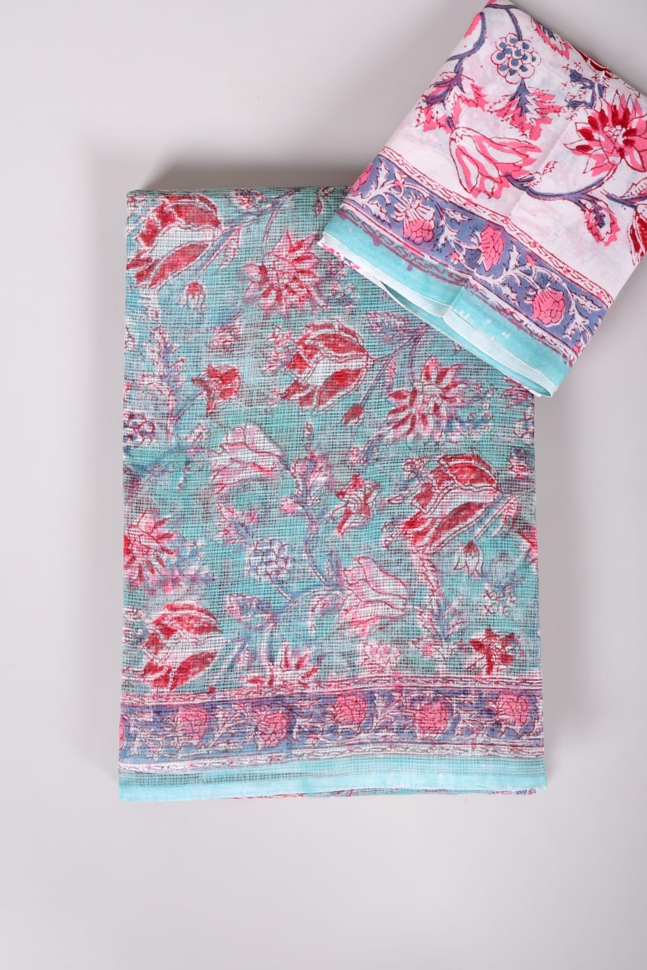 HAND BLOCK BAGRU PRINTED KOTA DORIYA SAREE WITH MULMUL BLOUSE (KDS48)