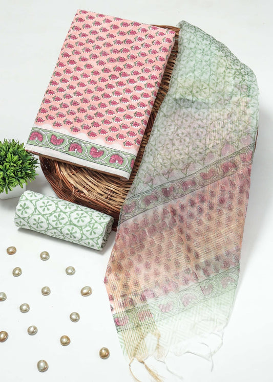 PRIMIUM JAIPURI COTTON SUIT WITH ORGANZA SILK DUPPATA (COS7)