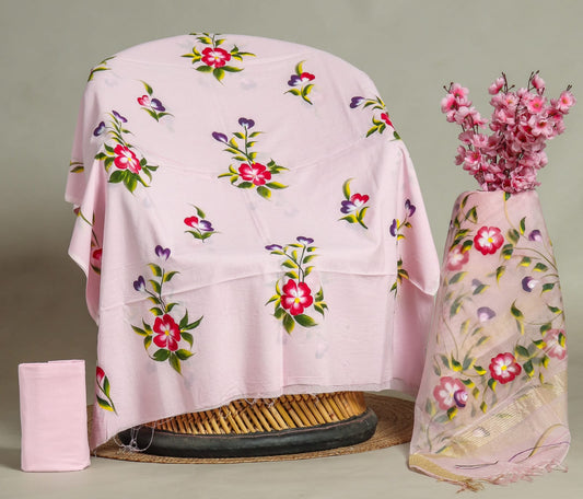 PRIMIUM JAIPURI COTTON SUIT WITH ORGANZA SILK DUPPATA (COS14)