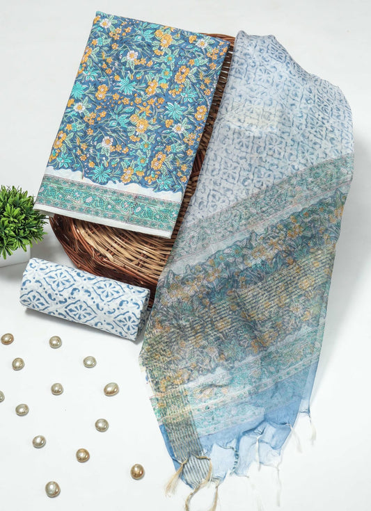 PRIMIUM JAIPURI COTTON SUIT WITH ORGANZA SILK DUPPATA (COS18)