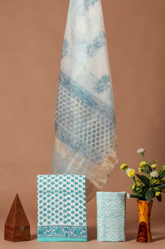 PRIMIUM JAIPURI COTTON SUIT WITH ORGANZA SILK DUPPATA (COS25)