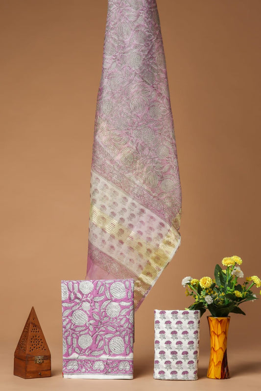 PRIMIUM JAIPURI COTTON SUIT WITH ORGANZA SILK DUPPATA (COS27)