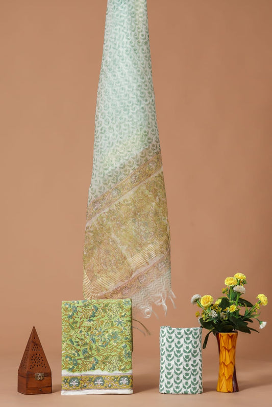 PRIMIUM JAIPURI COTTON SUIT WITH ORGANZA SILK DUPPATA (COS28)