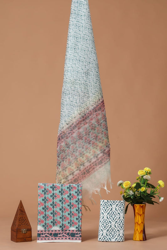 PRIMIUM JAIPURI COTTON SUIT WITH ORGANZA SILK DUPPATA (COS29)