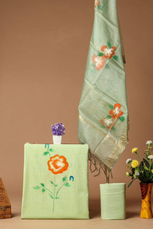 PRIMIUM JAIPURI COTTON SUIT WITH ORGANZA SILK DUPPATA (COS31)