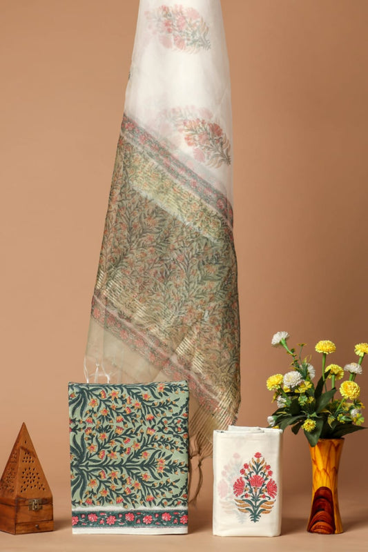 PRIMIUM JAIPURI COTTON SUIT WITH ORGANZA SILK DUPPATA (COS35)