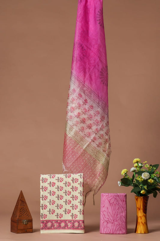 PRIMIUM JAIPURI COTTON SUIT WITH ORGANZA SILK DUPPATA (COS36)